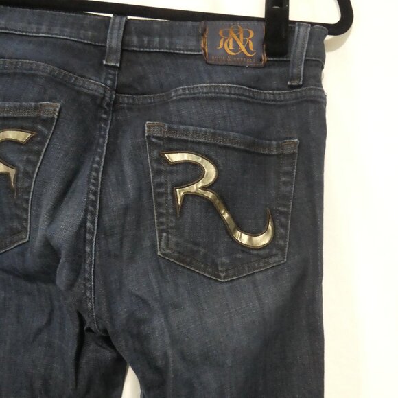 ROCK & REPUBLIC | size 10 | Blue Dark Wash Flare Jeans - Picture 12 of 16